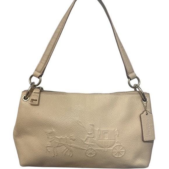 Coach Cream Textured Leather Shoulder Bag - Picture 6 of 9